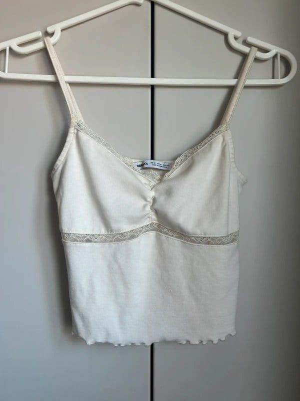 Bershka Cream Lace Cami Top