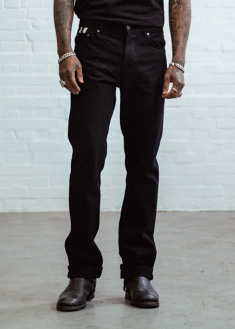 Chet Rock Chet Rock Men's Jerry Lee Twin Stripe Loose Fit Denim Jeans in Black