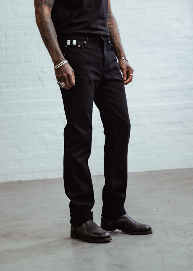 Chet Rock Chet Rock Men's Jerry Lee Twin Stripe Loose Fit Denim Jeans in Black - 3