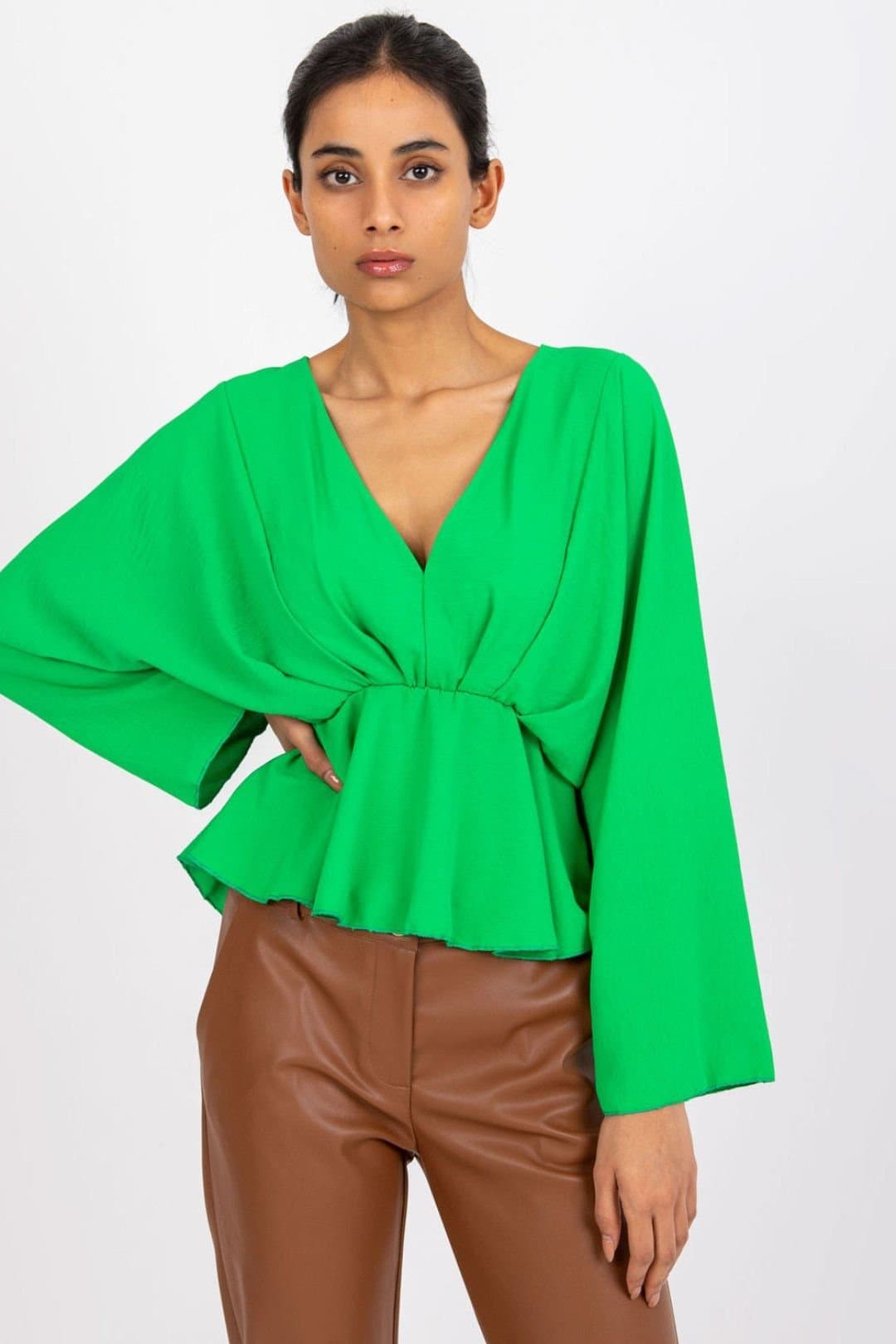 Love Lace Love Lace Women's Loose Fit Blouse with Wide Sleeves in Green