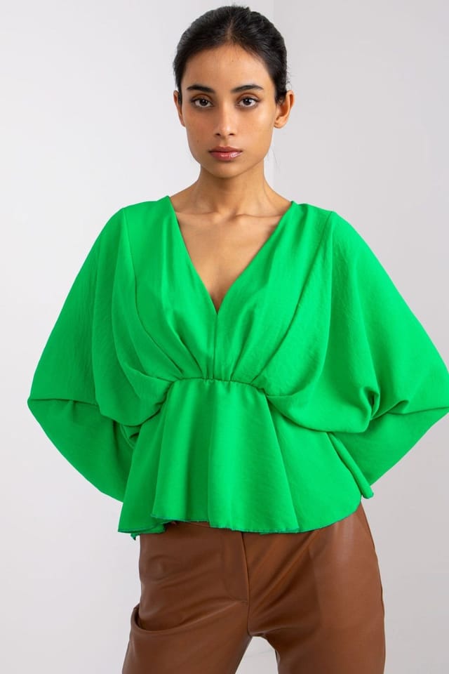 Love Lace Love Lace Women's Loose Fit Blouse with Wide Sleeves in Green - 2