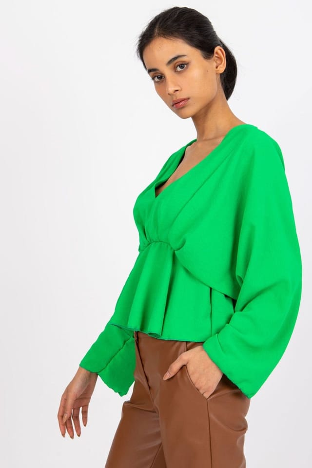 Love Lace Love Lace Women's Loose Fit Blouse with Wide Sleeves in Green - 3