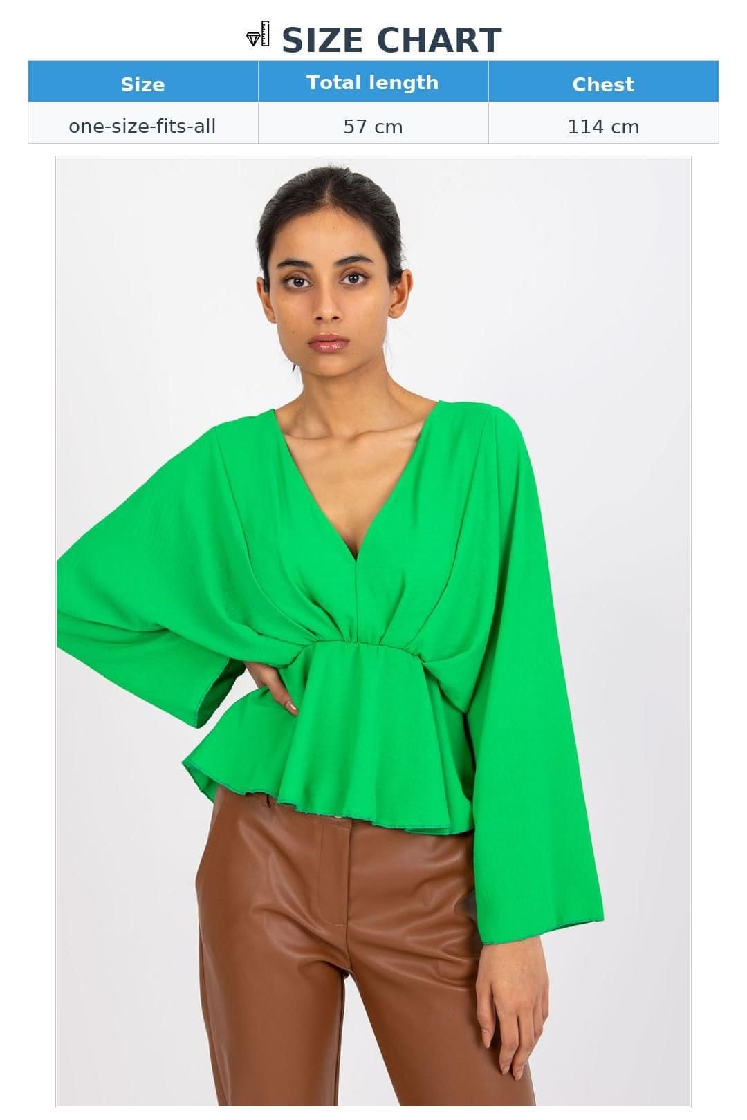 Love Lace Love Lace Women's Loose Fit Blouse with Wide Sleeves in Green - 4
