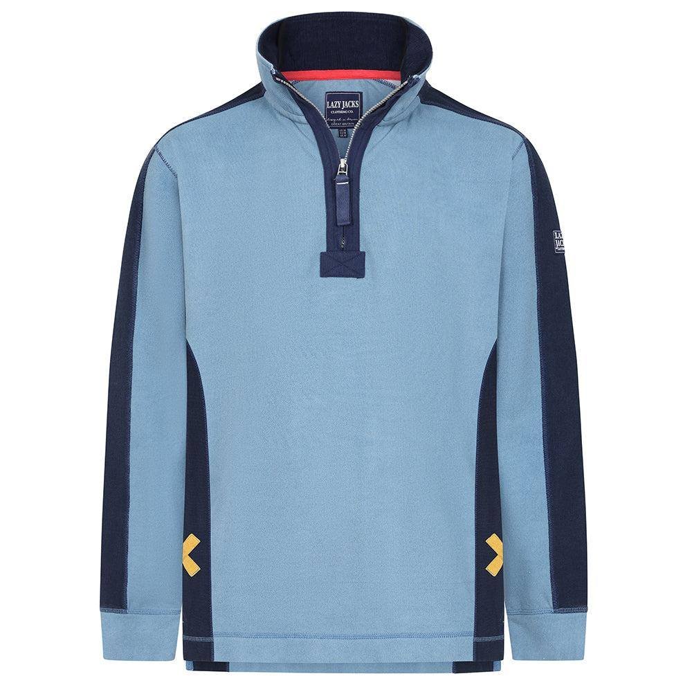 Lazy Jacks Lazy Jacks Men's Contrast Panel Pique Sweatshirt in Blue - 3