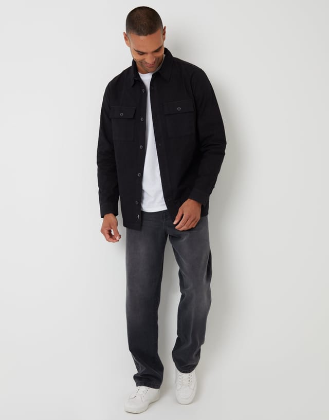 Threadbare threadbare Men's Lightweight Shacket in Black - 3