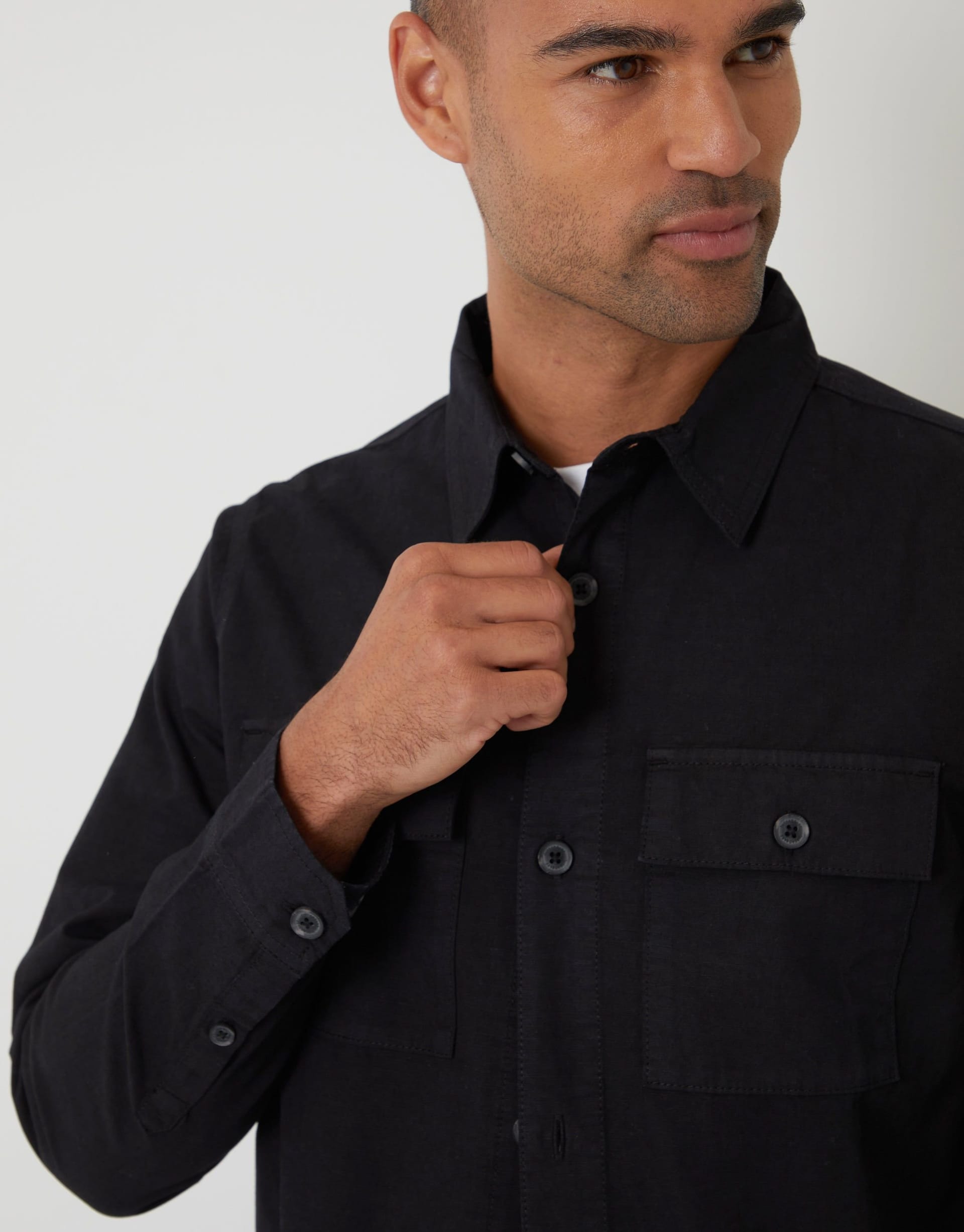 Threadbare threadbare Men's Lightweight Shacket in Black - 4