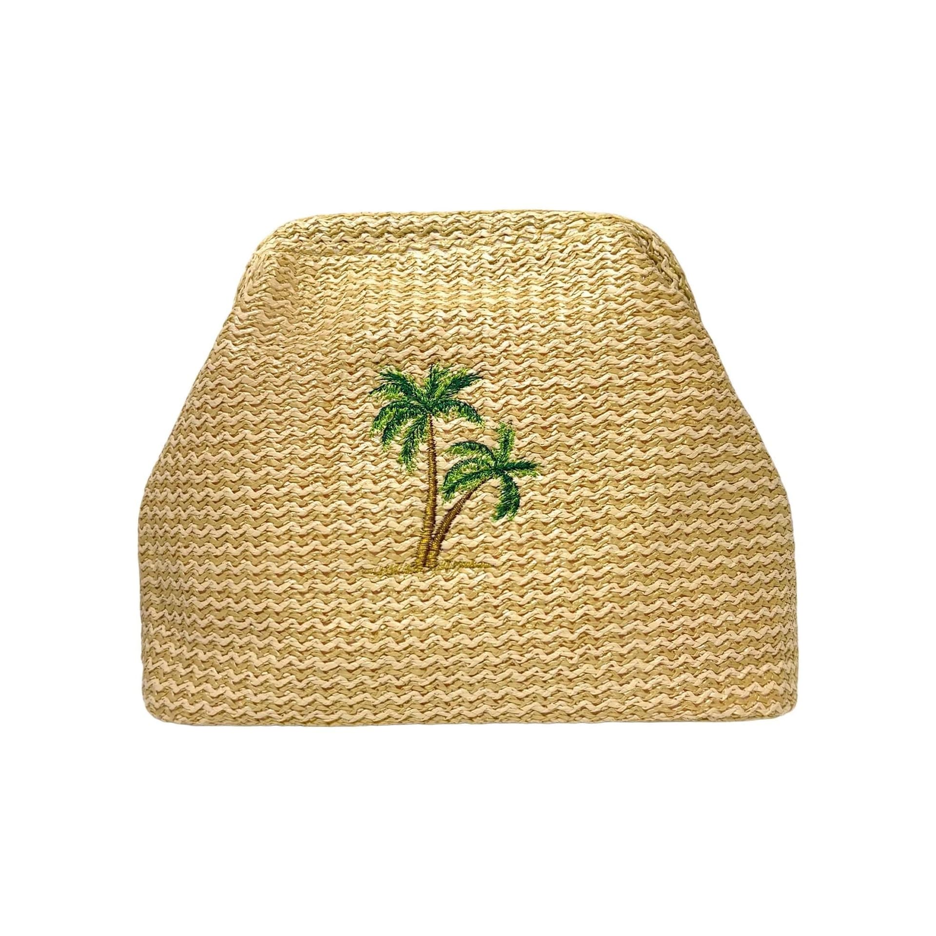 Lilly Loves Lilly Loves Beige Palm Tree Straw Clutch