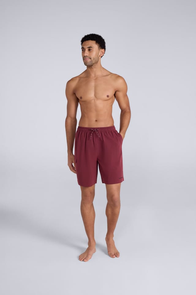 Animal Animal Men's 'Dockside' Lightweight Elastic Waistband Pockets Beach Swim Shorts in Burgundy - 2