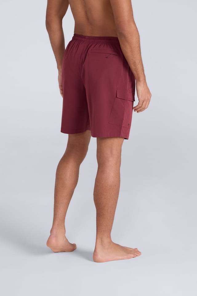 Animal Animal Men's 'Dockside' Lightweight Elastic Waistband Pockets Beach Swim Shorts in Burgundy - 3