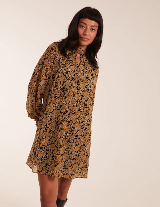 Blue Vanilla Keyhole Long Sleeve Swing Dress - 3