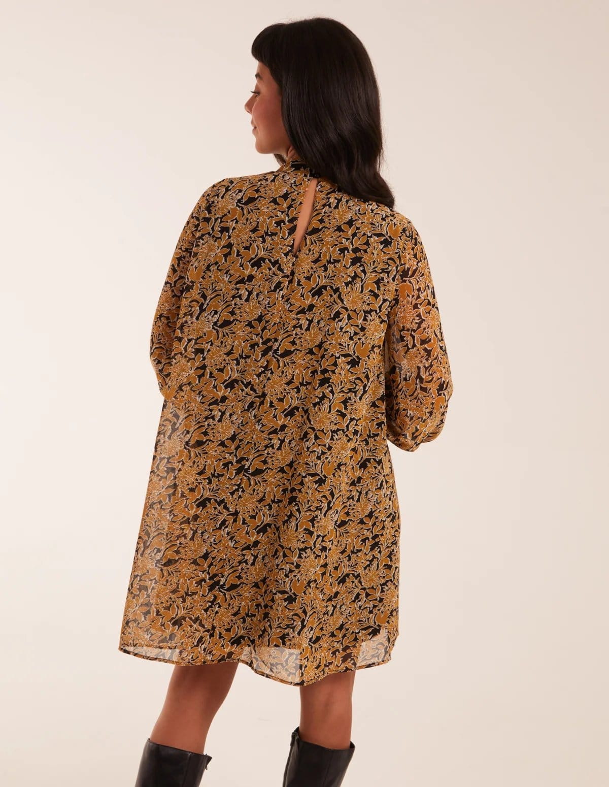 Blue Vanilla Keyhole Long Sleeve Swing Dress - 4