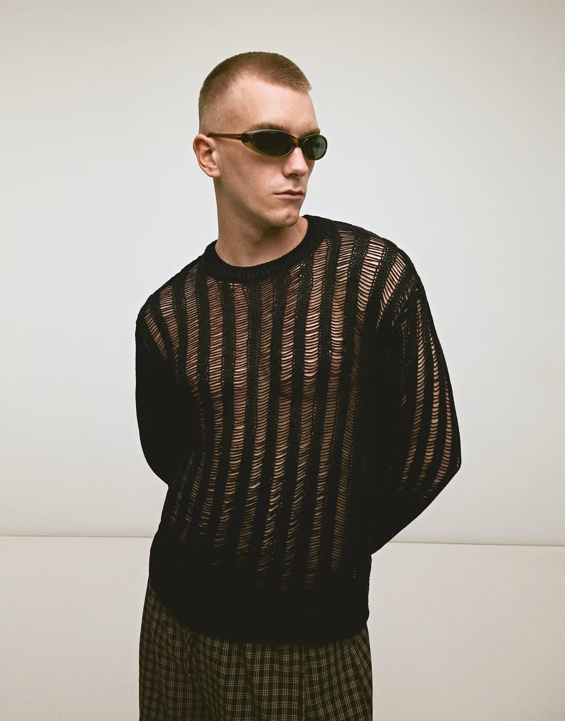 ASOS Bershka Open-knit jumper in black