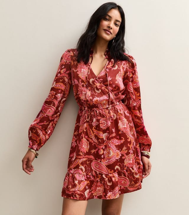 New Look Women's Red Paisley Long Sleeve Mini Dress New Look - 2