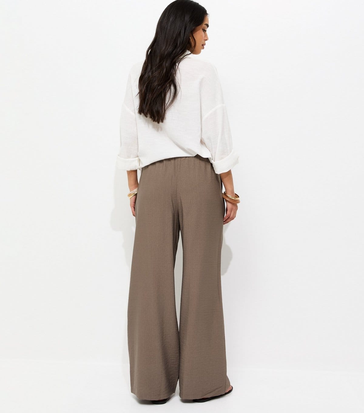 New Look Women's Mink Drawstring Wide Leg Trousers New Look - 4