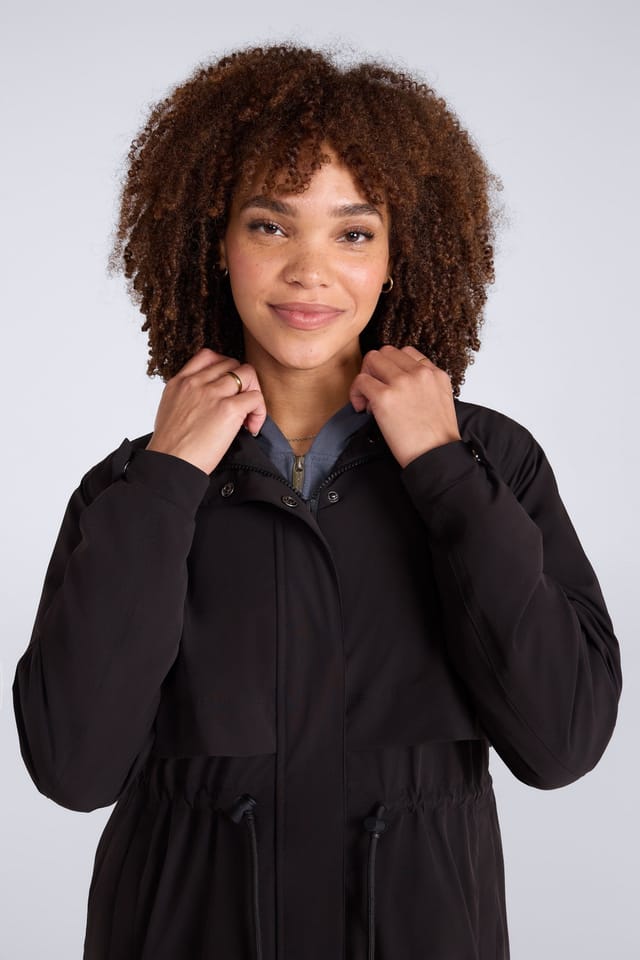 Animal Animal Women's 'Eden' Lightweight Water Resistant Two Pockets Adjustable Waist Mac in Black - 3