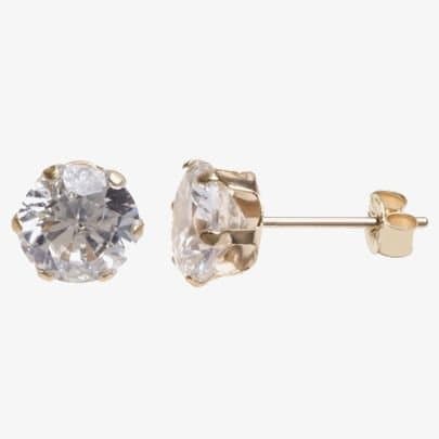 T.H.Baker T.H.Baker Women's 9ct Yellow Gold Cubic Zirconia Round Stud Earrings SE305