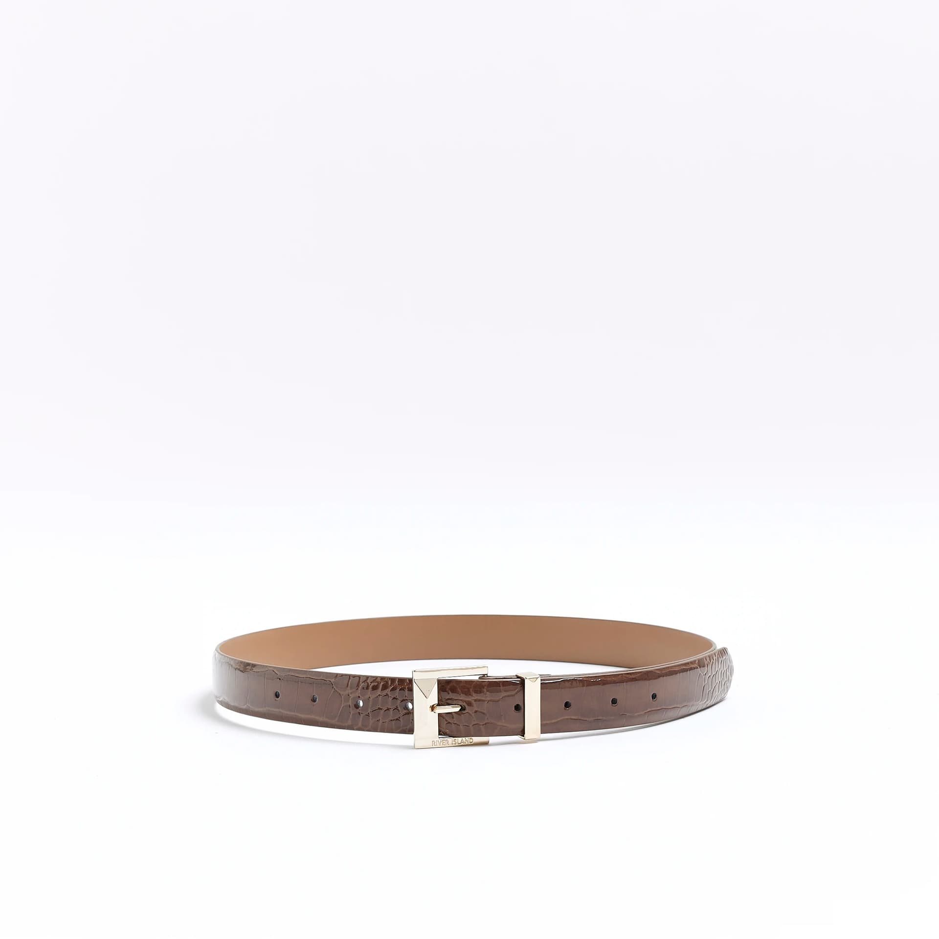River Island River Island Womens Brown Croc Embossed Belt