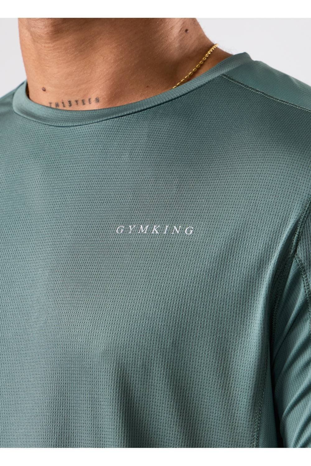 Gym King GYM KING Men's Linear Taped Tee Dusky Mist in Blue