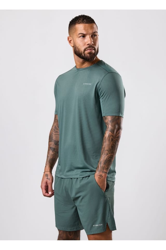 Gym King GYM KING Men's Linear Taped Tee Dusky Mist in Blue - 3