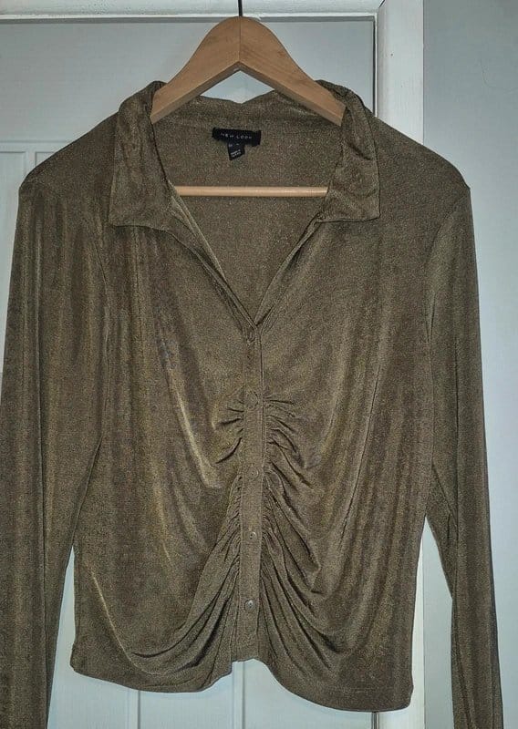 New Look Khaki Ruched Long Sleeve Top