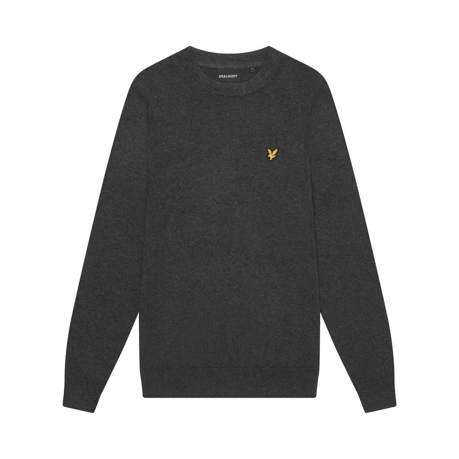 Lyle & Scott Lyle & Scott Men's Cotton Merino Crew Neck Jumper in Charcoal