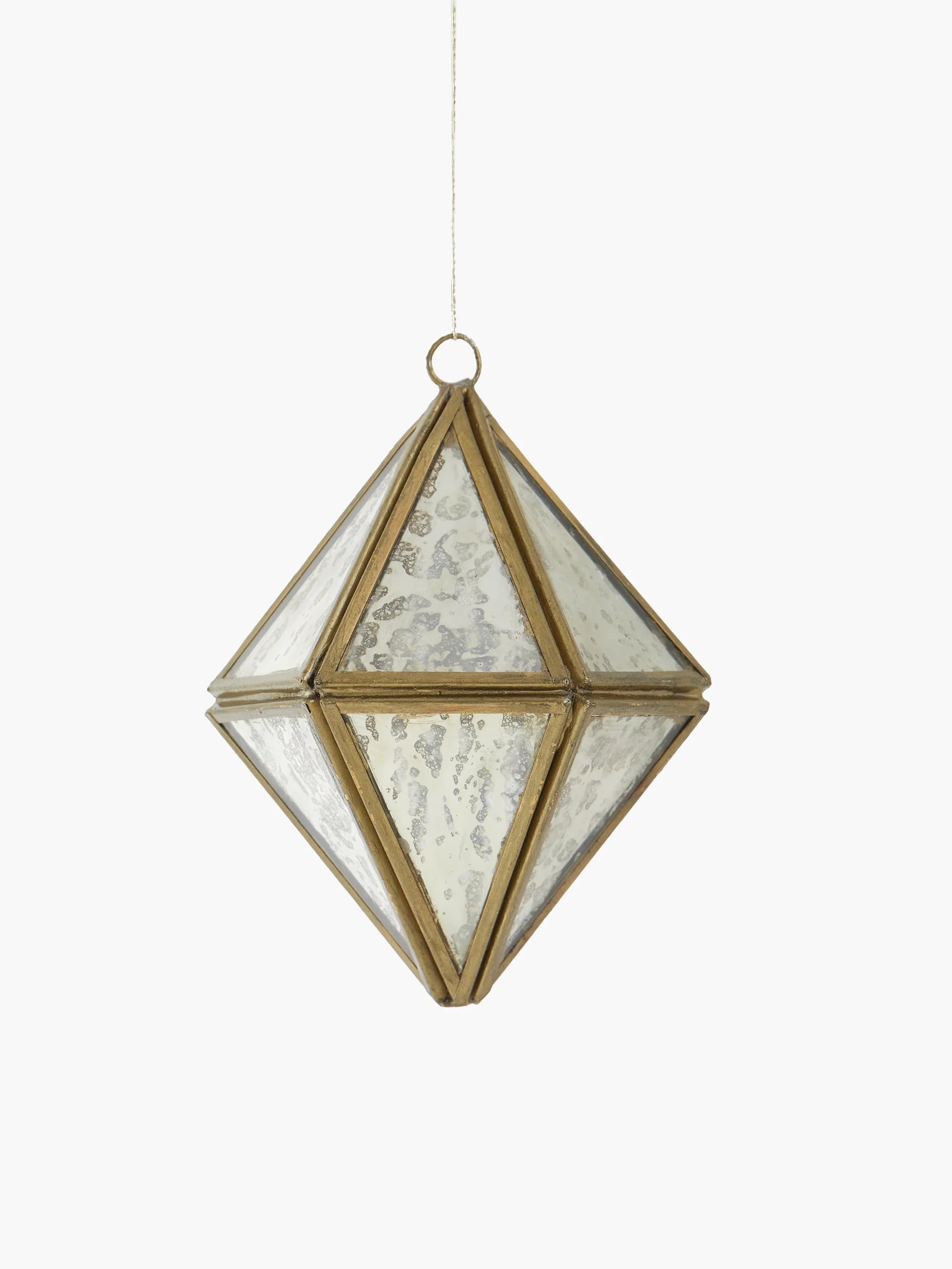 French Connection Antique Diamond Bauble Ornament Gold/Antique Mirror