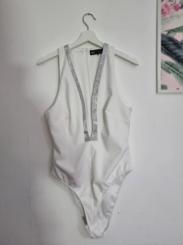 Zara Zara Womens rithstone white bodysuit