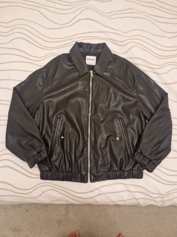 Bershka Faux Leather Bomber Jacket