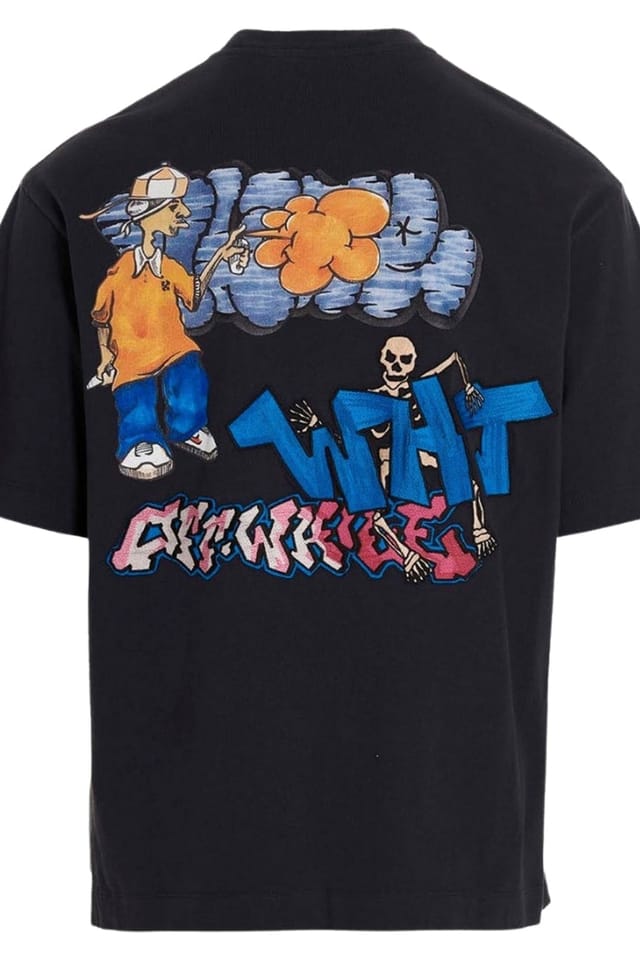 Off-White Off-White Men's Graff Pupp Over Skate Short Sleeve T-shirt in Black - 2