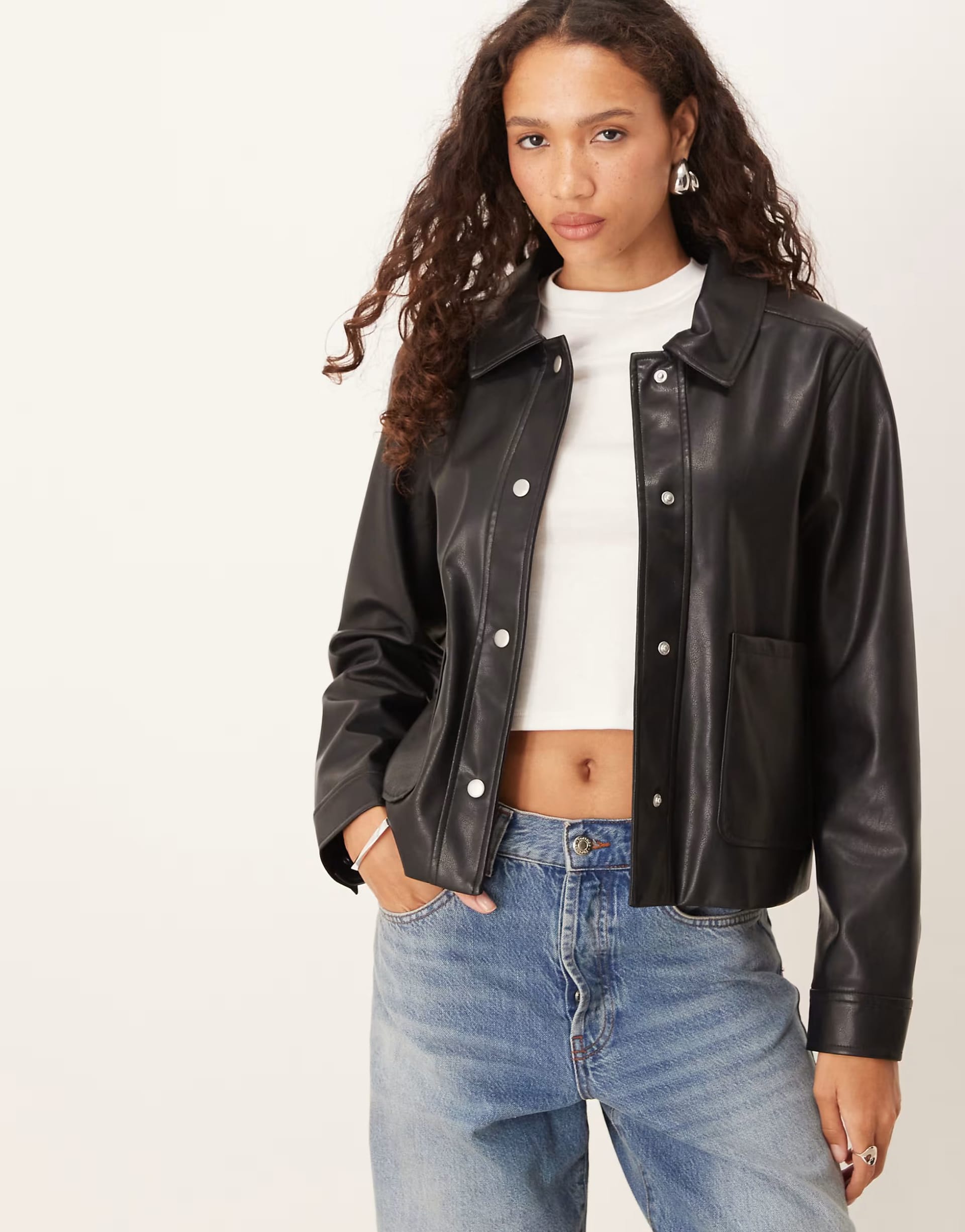 ASOS Black Leather-Look Short Jacket