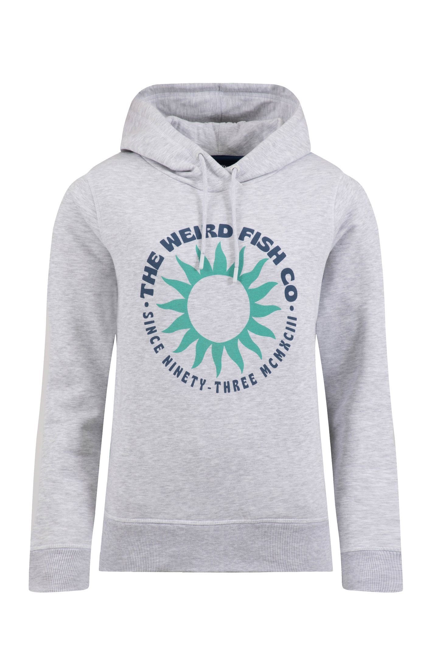 Weird Fish Weird Fish Women's Kira Graphic Popover Front Print Hoodie in Pale Grey - 2