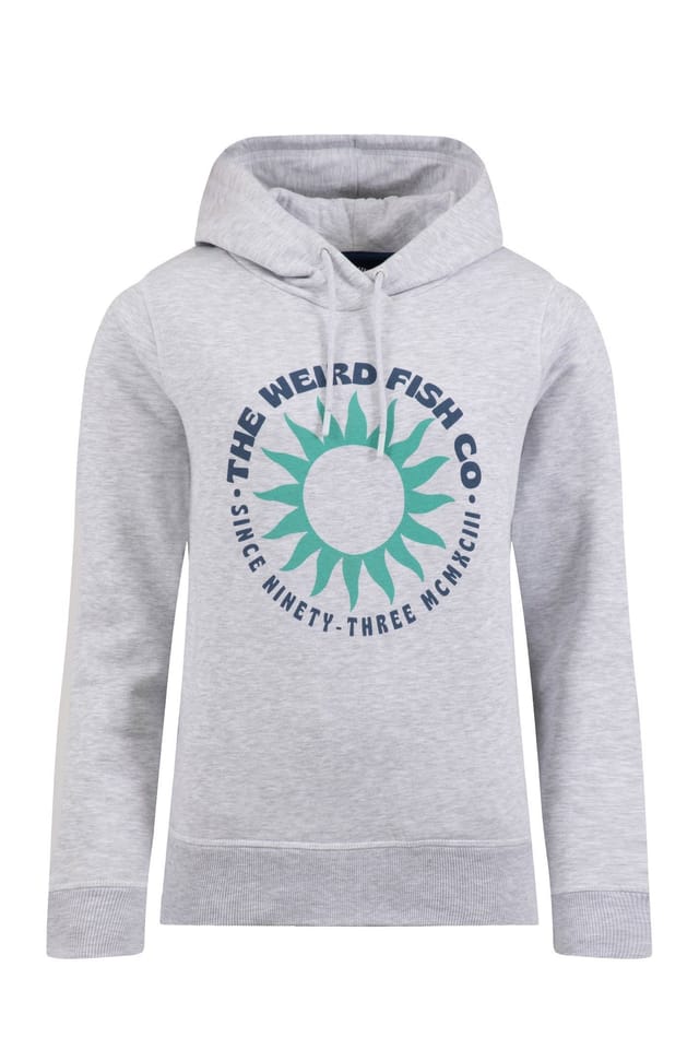 Weird Fish Weird Fish Women's Kira Graphic Popover Front Print Hoodie in Pale Grey - 2