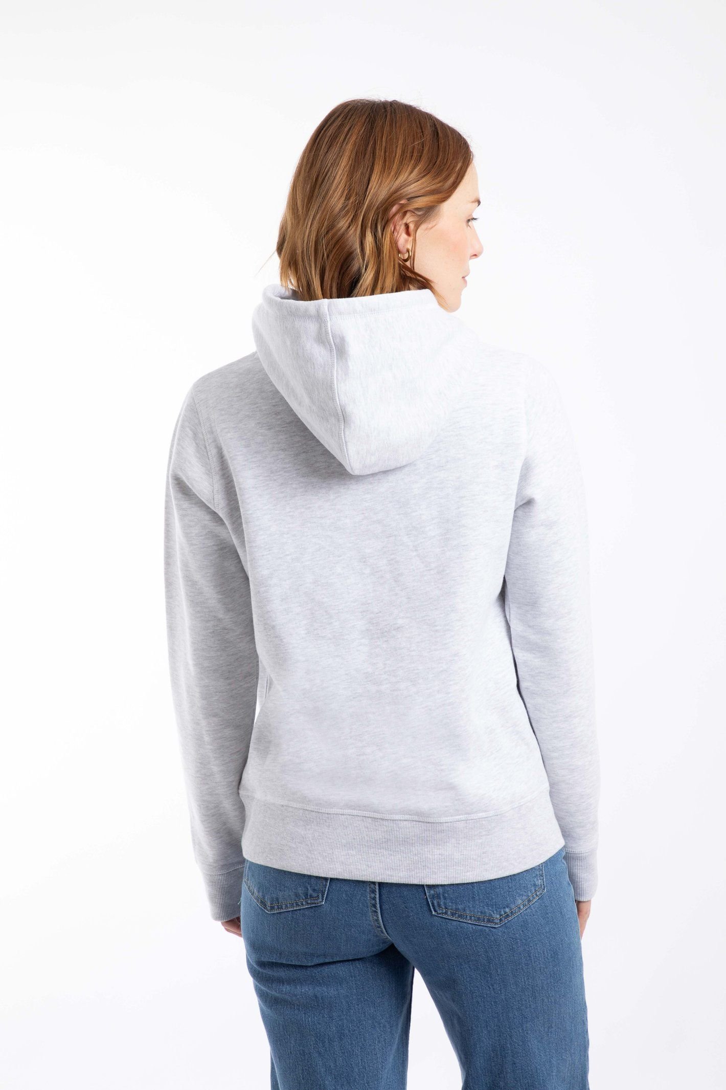 Weird Fish Weird Fish Women's Kira Graphic Popover Front Print Hoodie in Pale Grey - 3