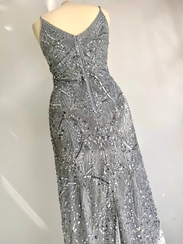 Quiz QUIZ Light Grey Silver Sequin Dress UK6 - 1