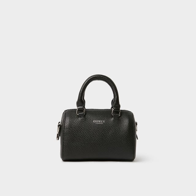 OSPREY LONDON OSPREY LONDON Women's The Madison Mini Leather Barrel Bag in Black - 3