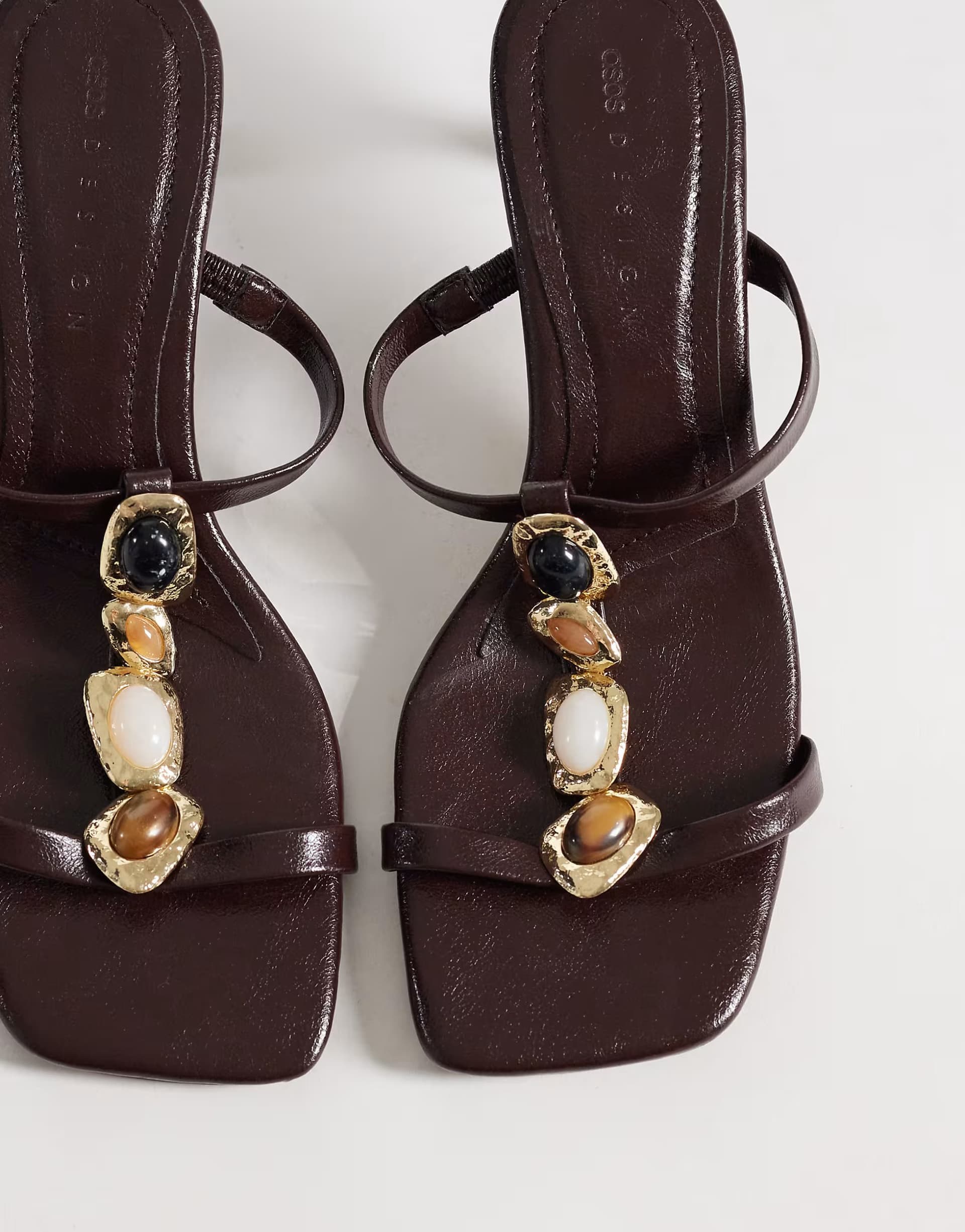 ASOS ASOS Chocolate Leather Mid-Heeled Mules