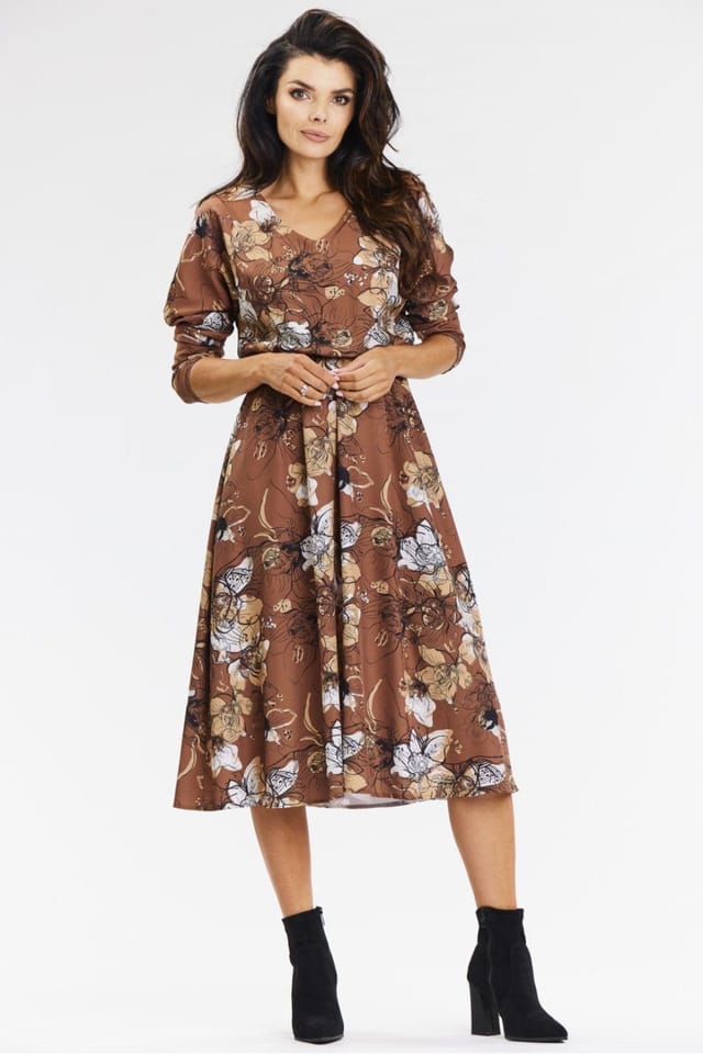 Love Lace Love Lace Women's Airy Kimono Midi Dress with Roll Up Sleeves in Brown - 2