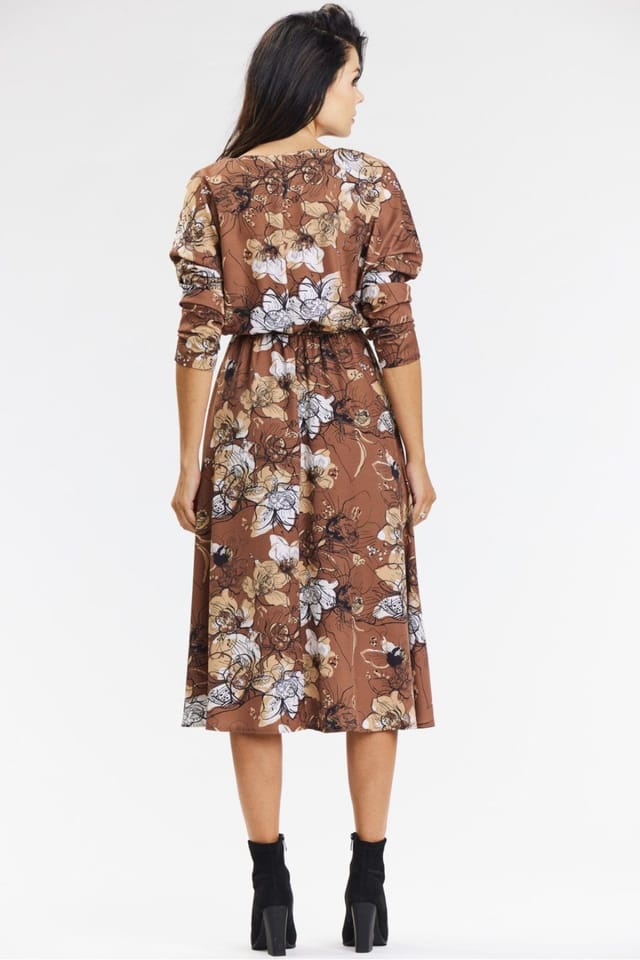 Love Lace Love Lace Women's Airy Kimono Midi Dress with Roll Up Sleeves in Brown - 3