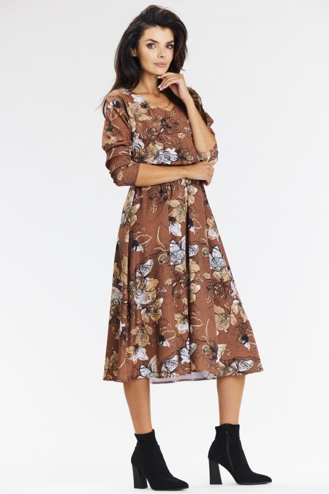Love Lace Love Lace Women's Airy Kimono Midi Dress with Roll Up Sleeves in Brown - 4