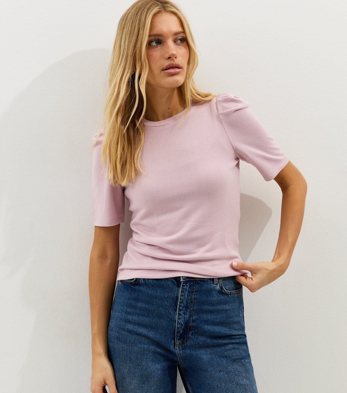 New Look Women's Lilac Soft Touch Puff Sleeve T-Shirt New Look - 2