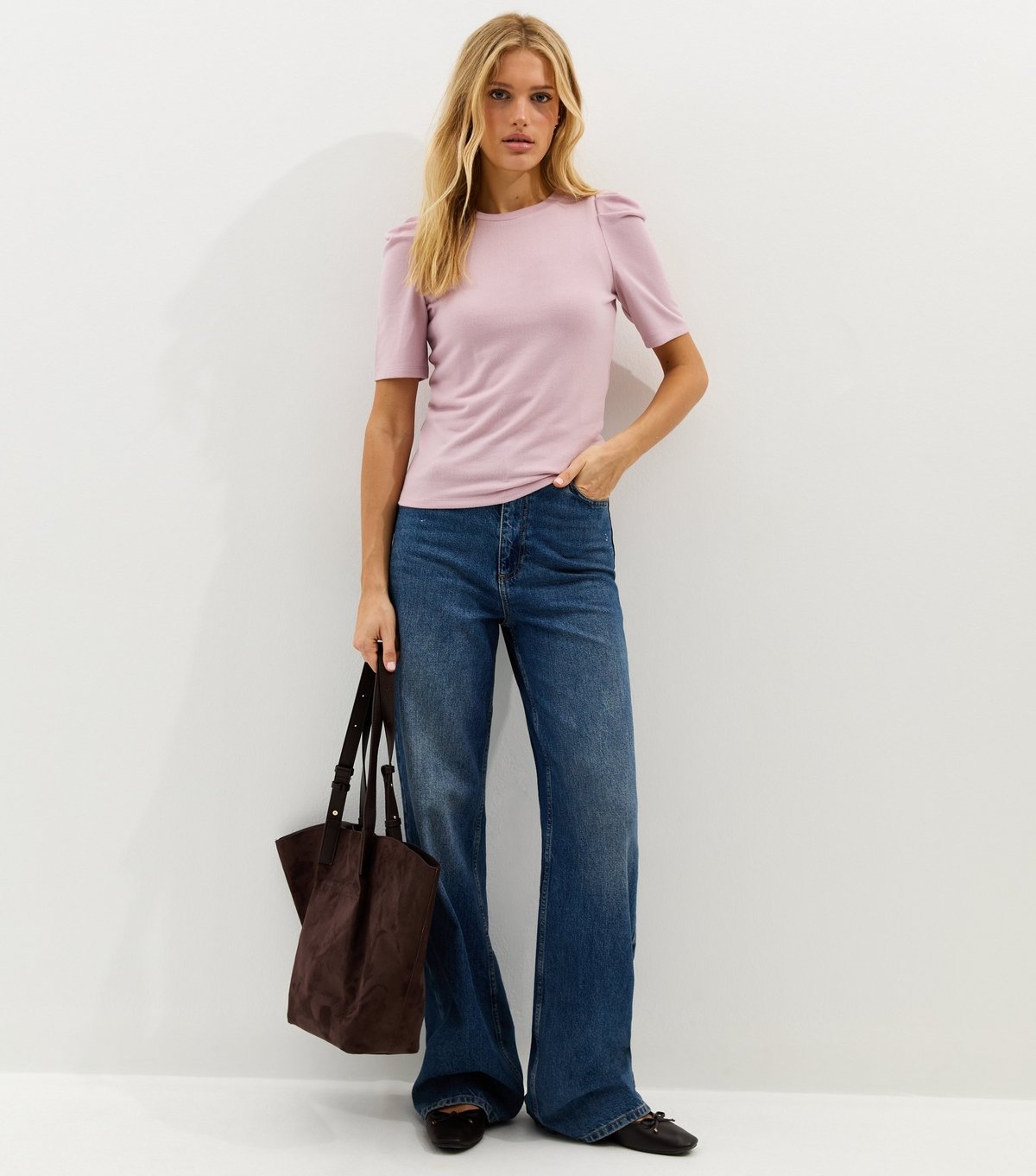 New Look Women's Lilac Soft Touch Puff Sleeve T-Shirt New Look - 3