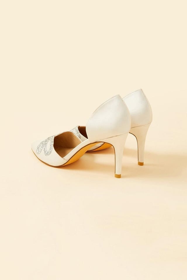 Monsoon Monsoon Women's Glitter Bow Pointed Toe Bridal Court Heels in Ivory - 3
