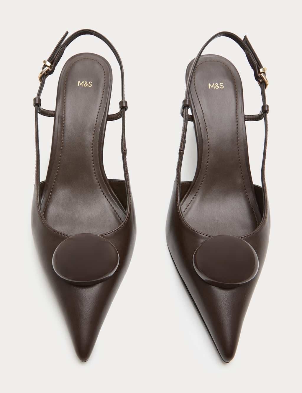Marks & Spencer M&S Brown Synthetic Stiletto Heel Sling Back Shoes