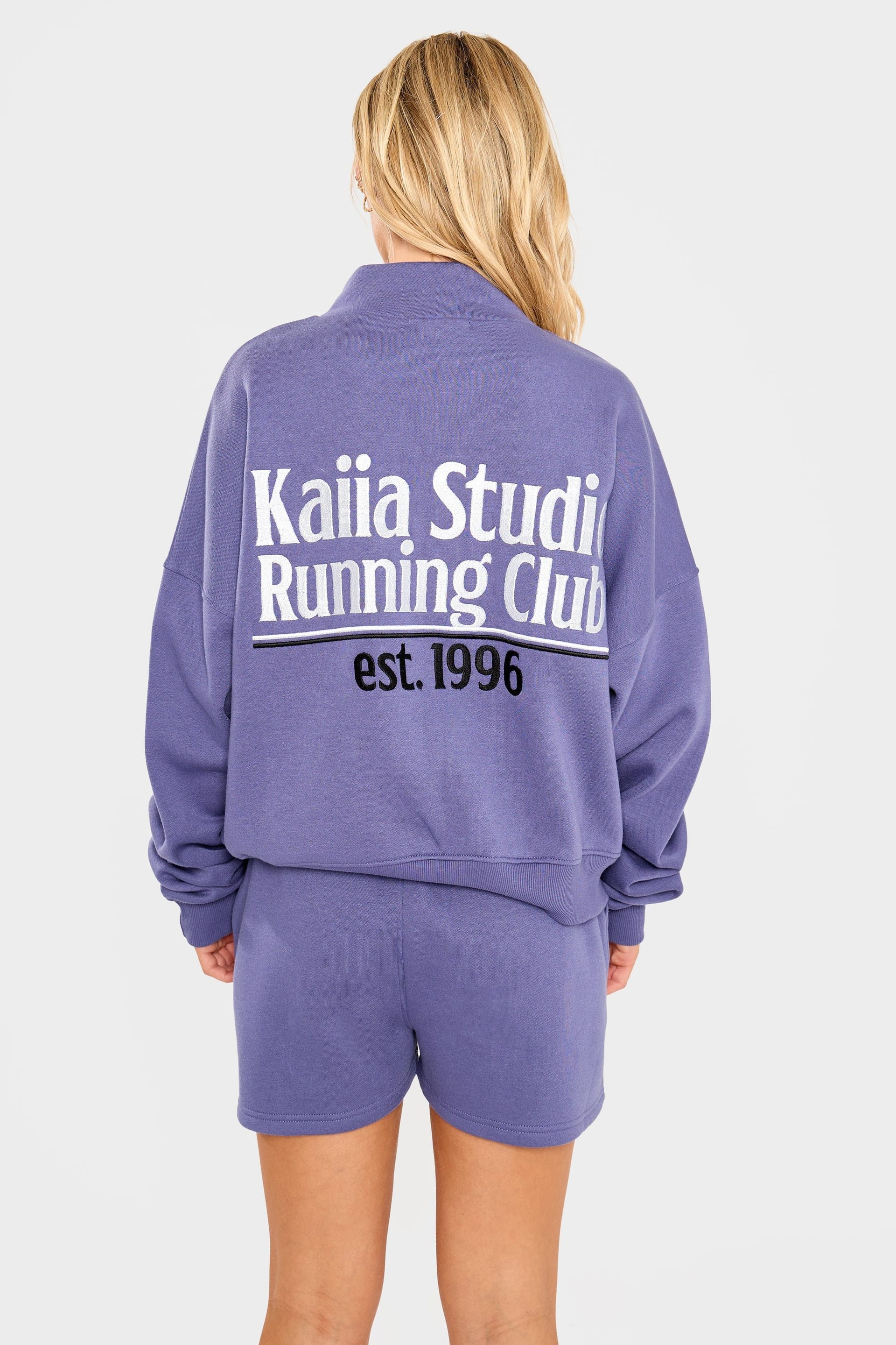 Kaiia Kaiia Running Club Logo Quarter Zip Sweatshirt Light Navy - 4