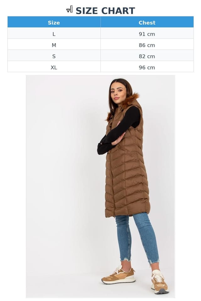 Love Lace Love Lace Women's Long Lined Zip Front Vest with Detachable Hood Style 171690 in Brown - 3