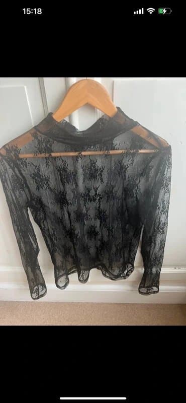 New Look New Look sexy black turtle neck lace top