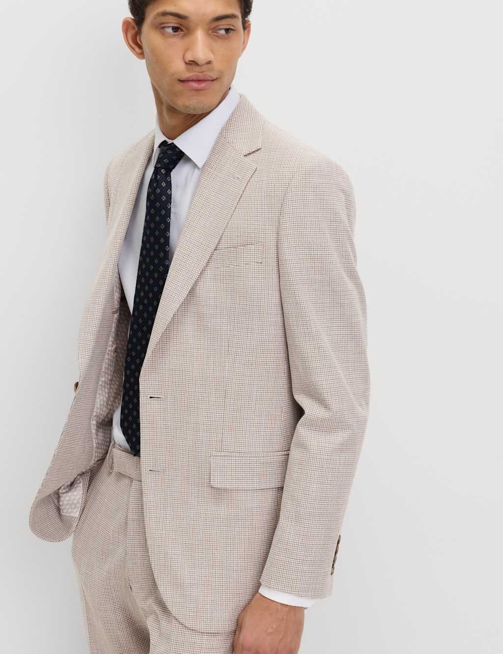 Marks & Spencer M&S Tailored Fit Grid Check Jacket Neutral