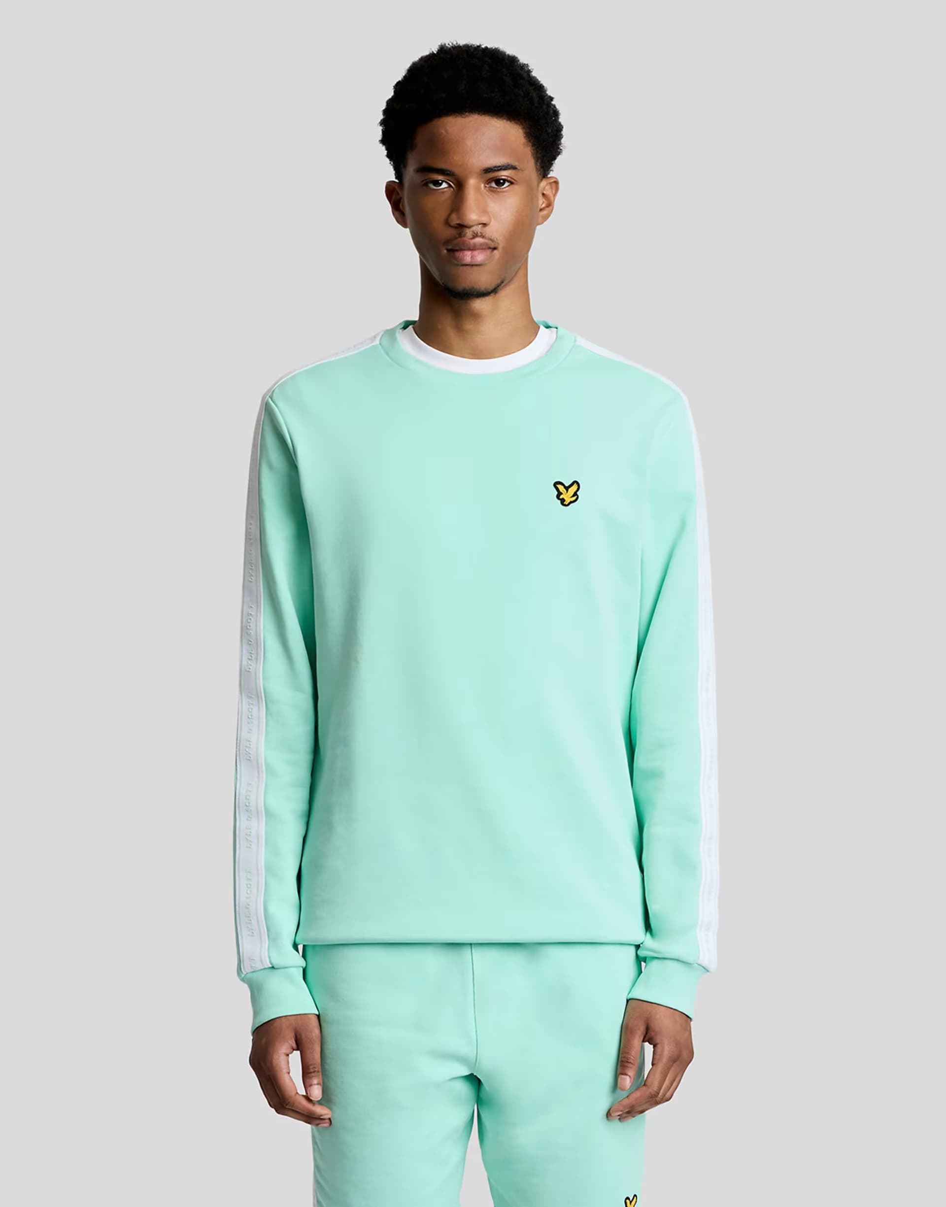 ASOS Lyle & Scott Mid layers jacquard tape crew neck in 038 cool mint