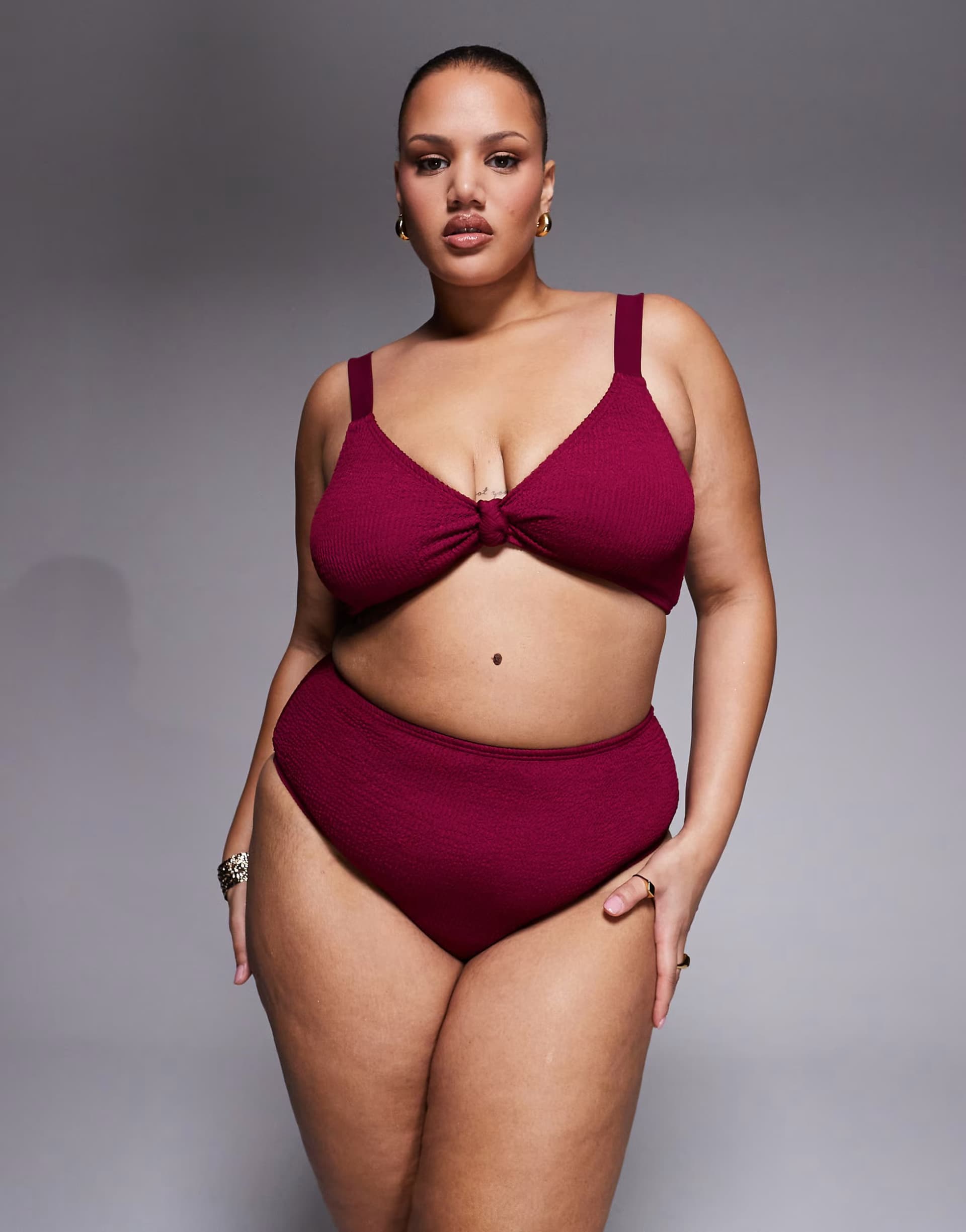ASOS ASOS South Beach Curve Burgundy Crinkle Bikini Bottom