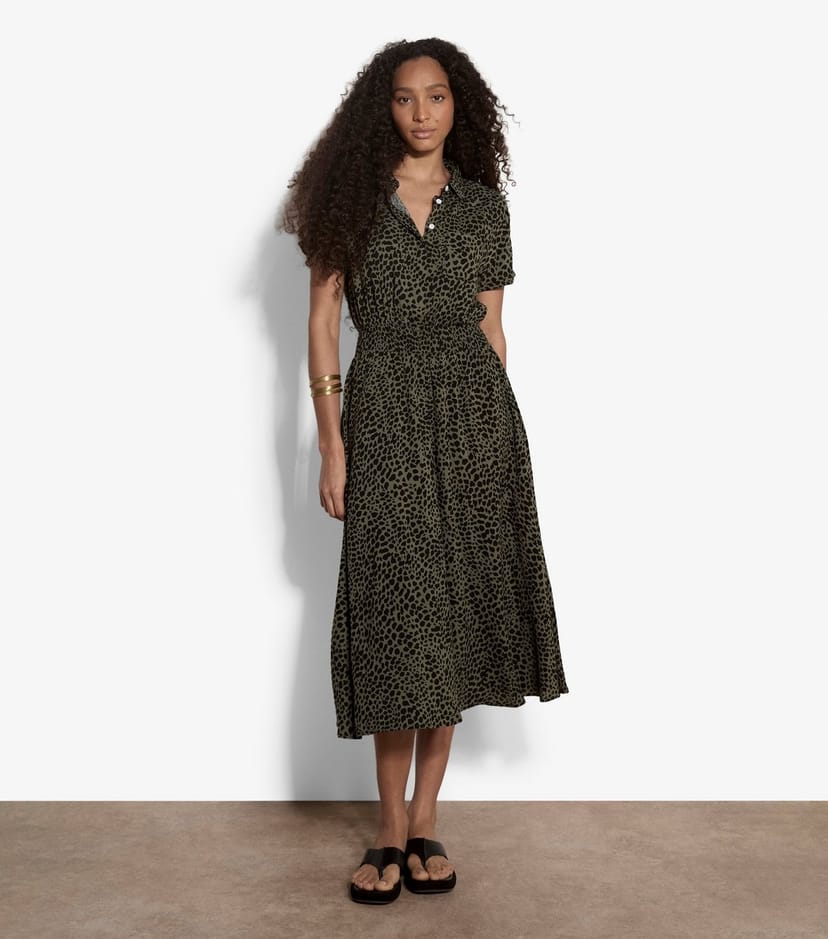 Apricot Women's Khaki Animal Print Shirt Midi Dress Apricot New Look - 1